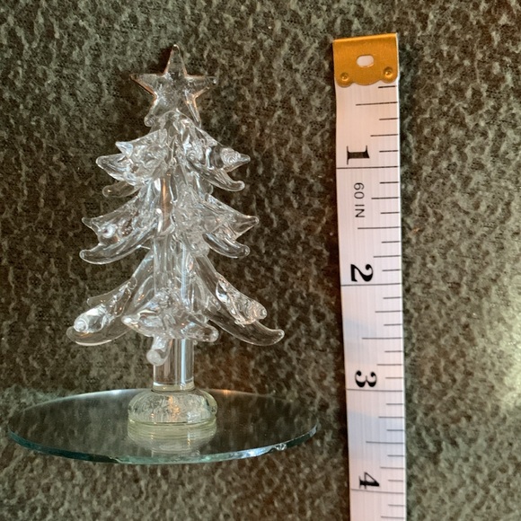 Set of 3 decorative glass Christmas trees on mirrored stands. Approx 3” x 2 1/2” - Picture 4 of 5